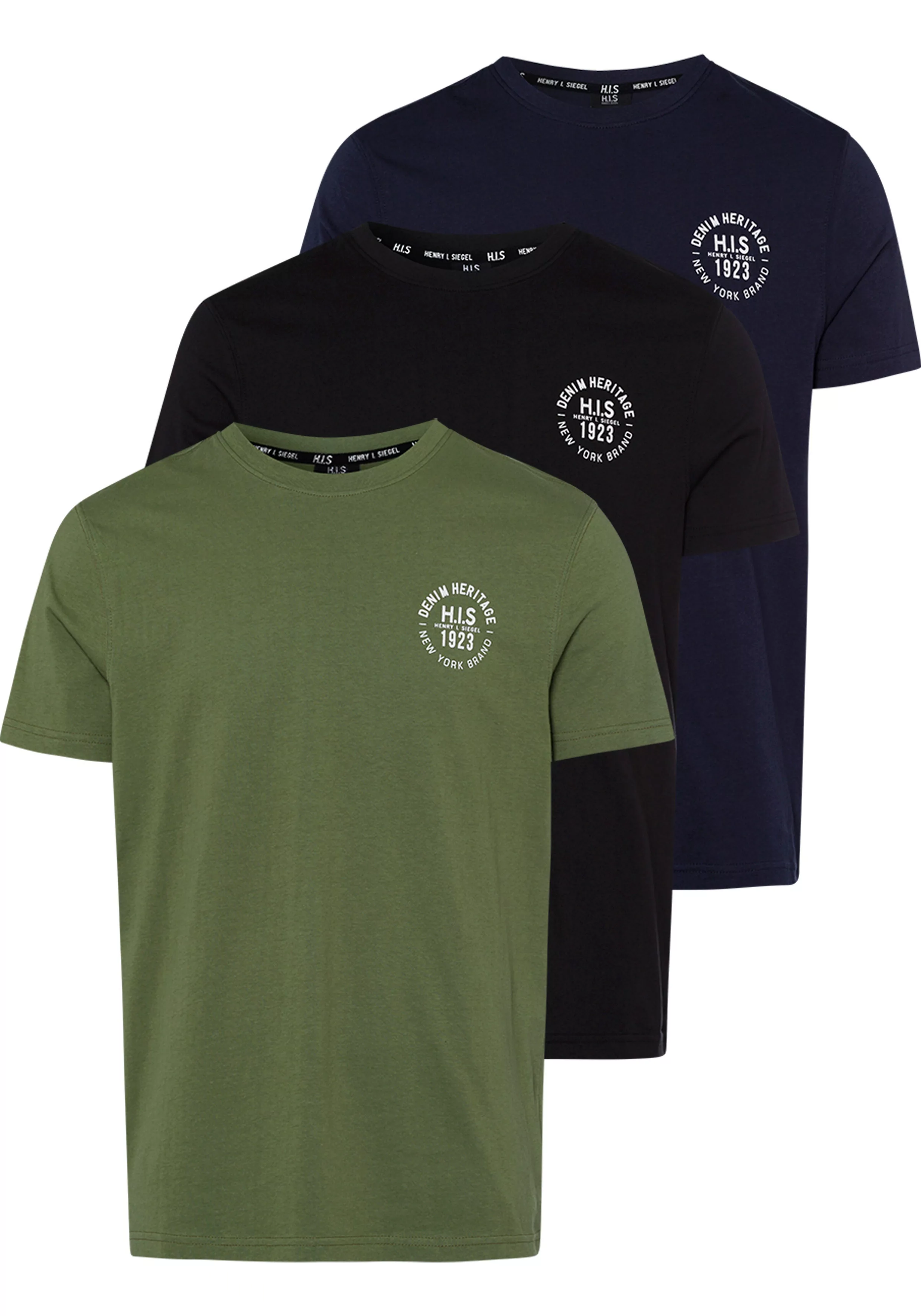 H.I.S T-Shirt, (Packung, 3 tlg., 3er-Pack), schmal geschnitten, bedrucktes günstig online kaufen