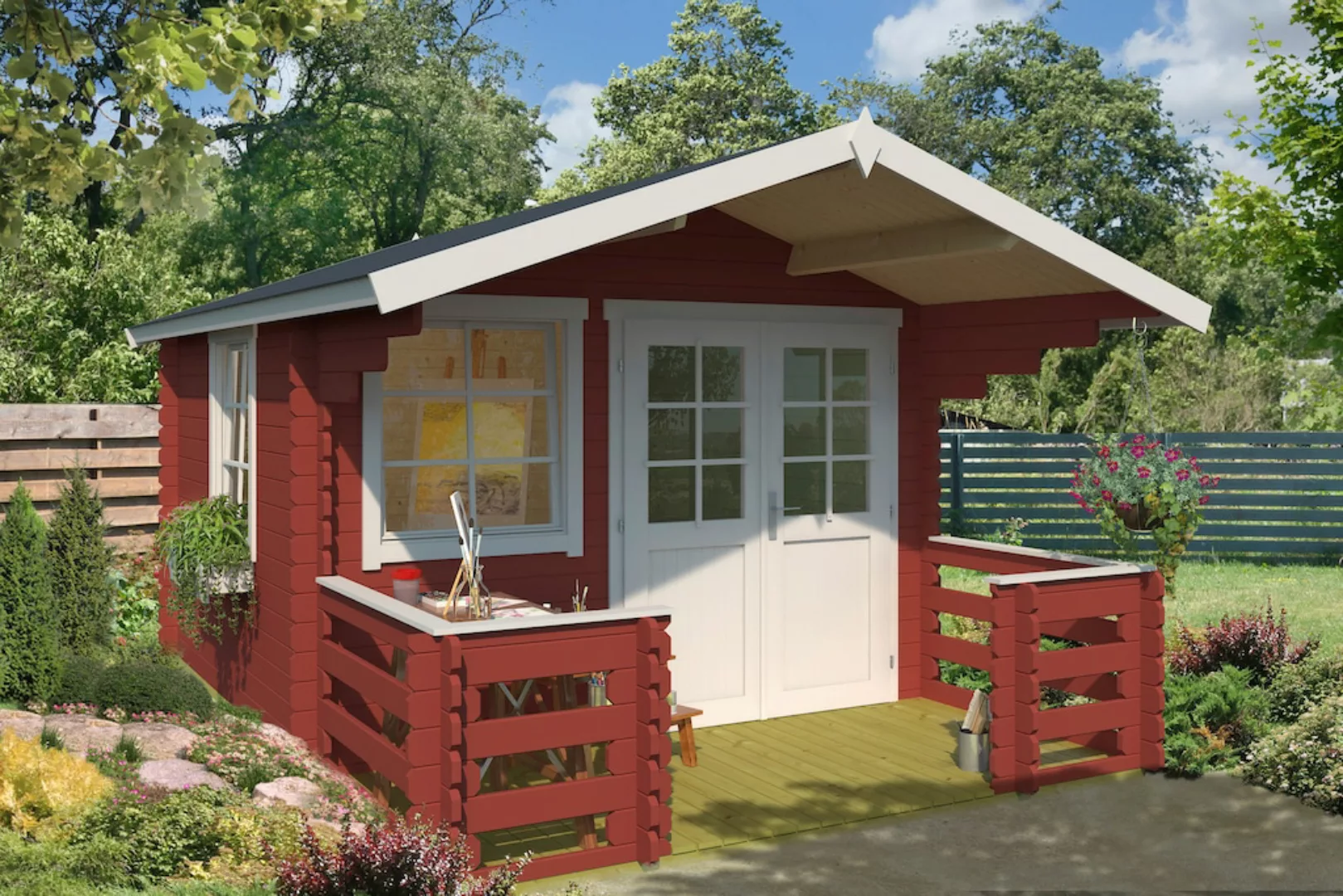 LASITA MAJA Gartenhaus "Lola 2, Schwedenrot", (Set), mit Terrasse und Gelän günstig online kaufen