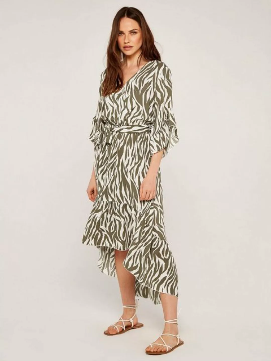 Apricot Midikleid Brushstroke Zebra Dip Hem Dress, (Stoffgürtel) mit Pinsel günstig online kaufen