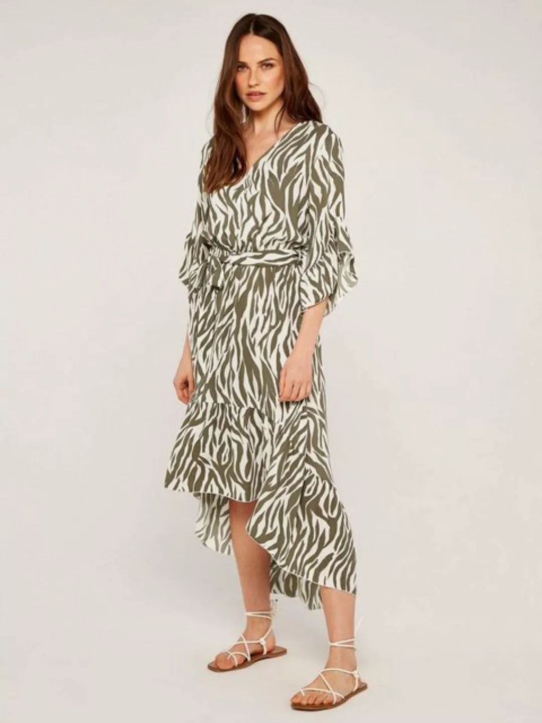 Apricot Midikleid Brushstroke Zebra Dip Hem Dress, mit Pinselstrichmuster, günstig online kaufen