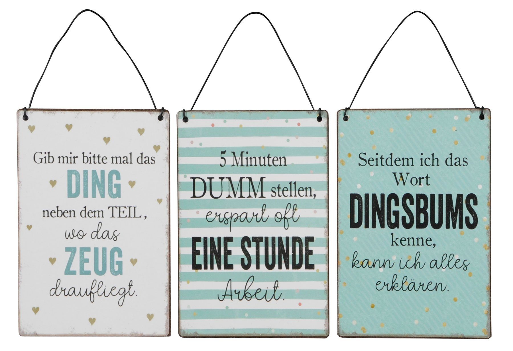 Levandeo® Wandbild, 3er Set Blechschilder H15cm günstig online kaufen