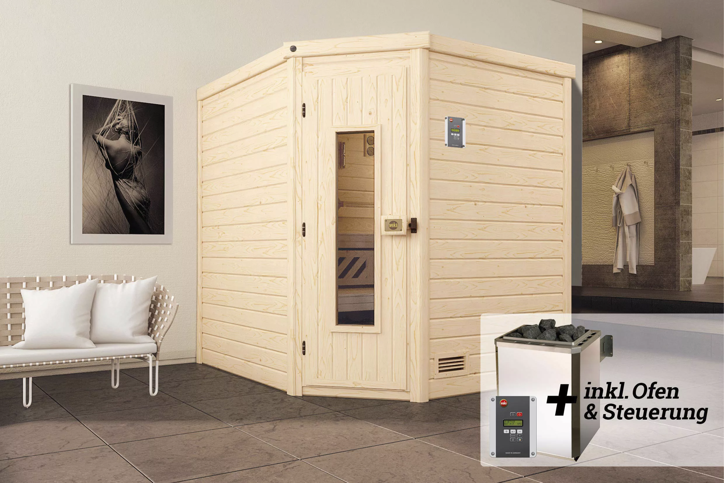 weka Sauna »Turku«, (Set), 7,5 kW-Ofen mit digitaler Steuerung günstig online kaufen