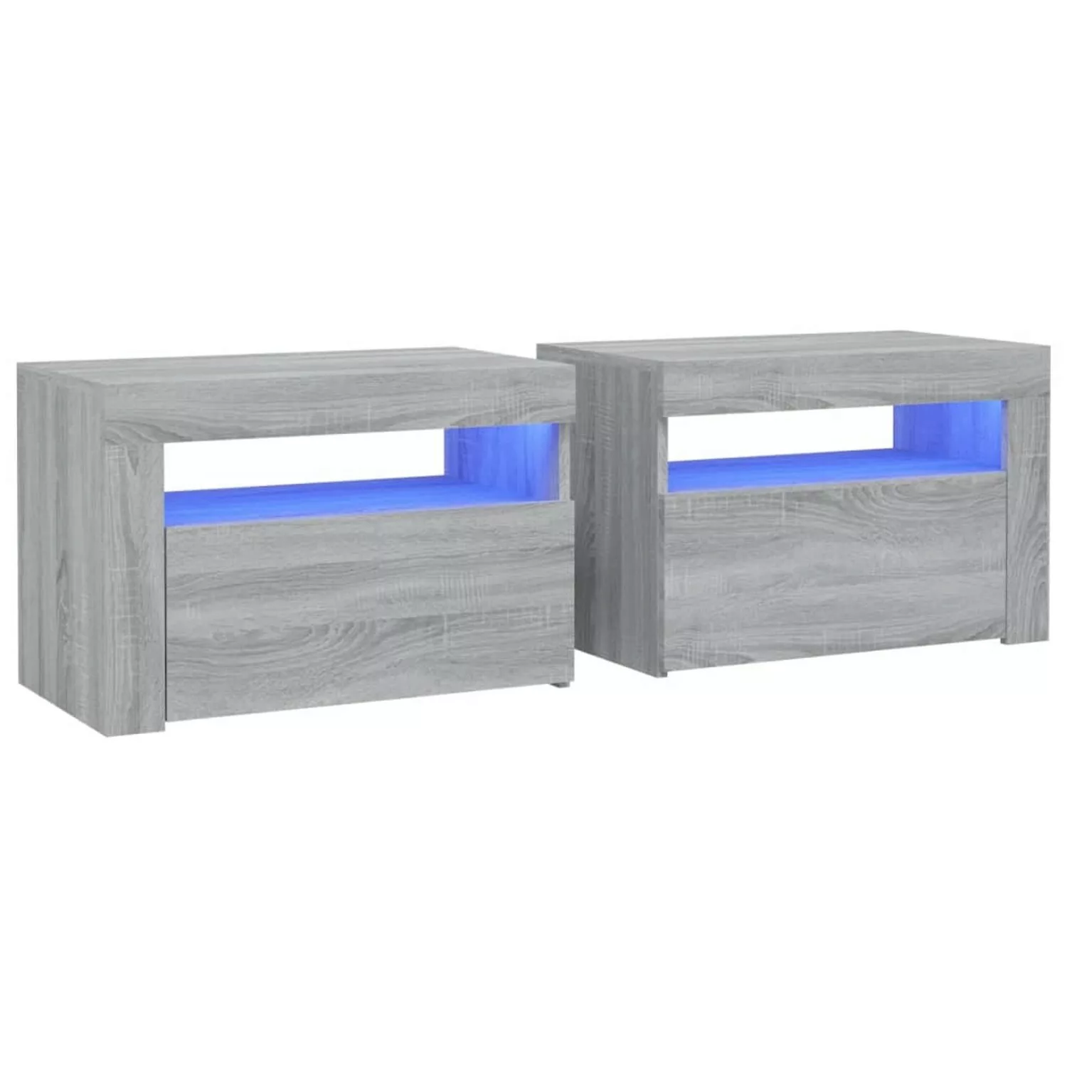 Vidaxl Nachttische 2 Stk. Mit Leds Grau Sonoma 60x35x40 Cm günstig online kaufen