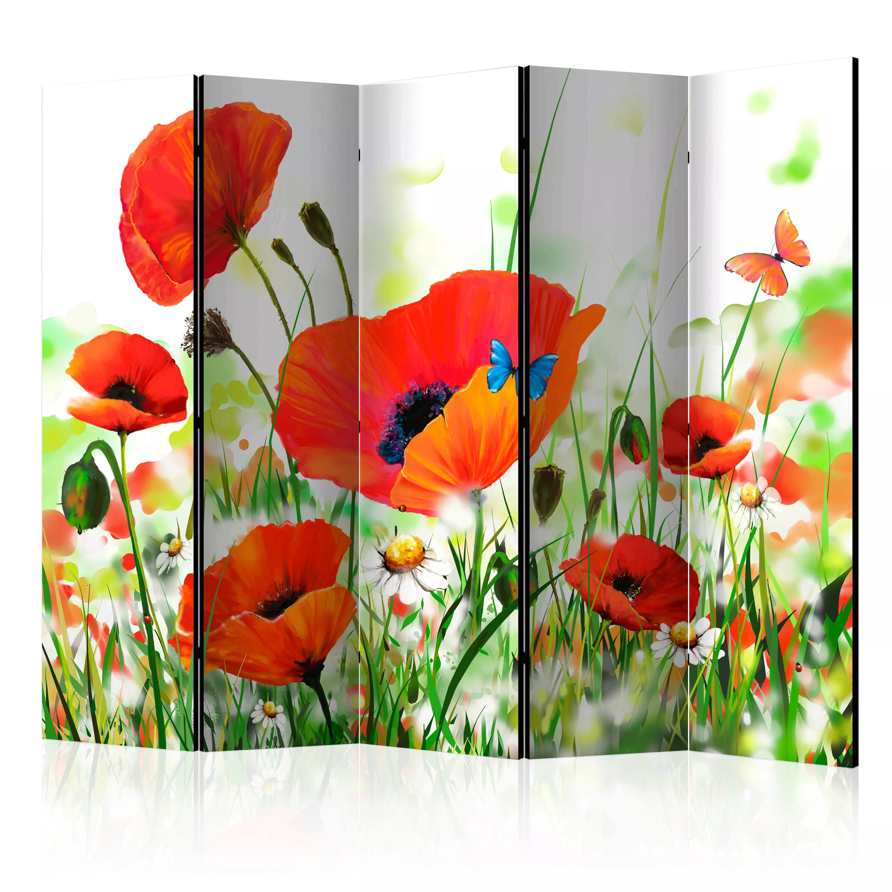 5-teiliges Paravent - Country Poppies Ii [room Dividers] günstig online kaufen