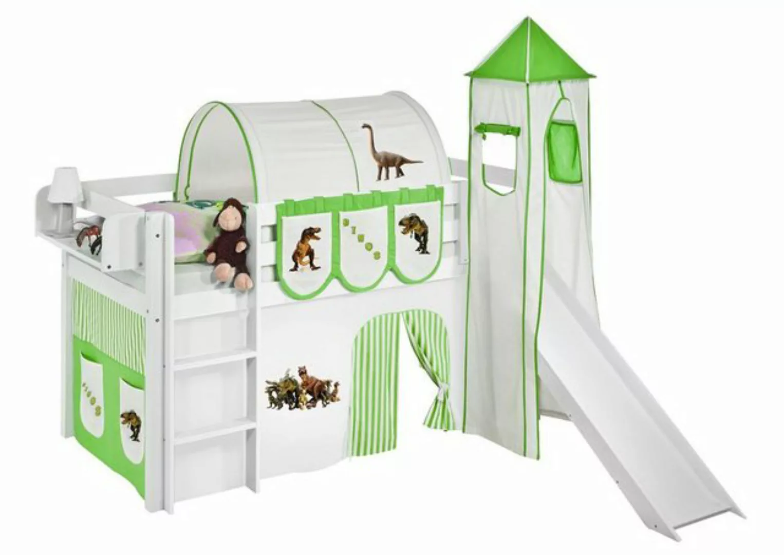 Lilokids Hochbett Spielbett JELLE Dinos - Hochbett - mit Turm, Rutsche und günstig online kaufen