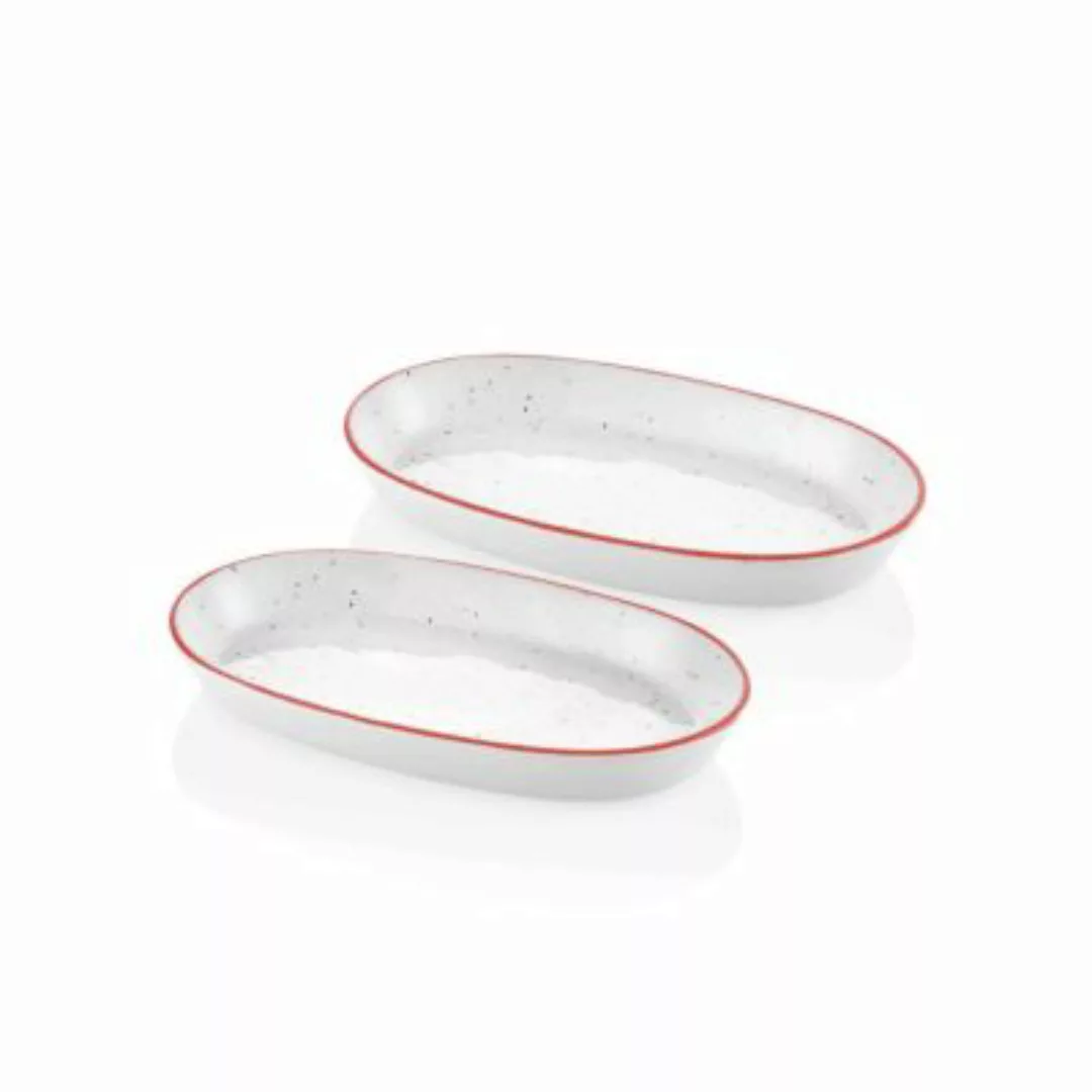 THE MIA Dots ovaler Servierteller 29cm 2-tlg. Set rot günstig online kaufen
