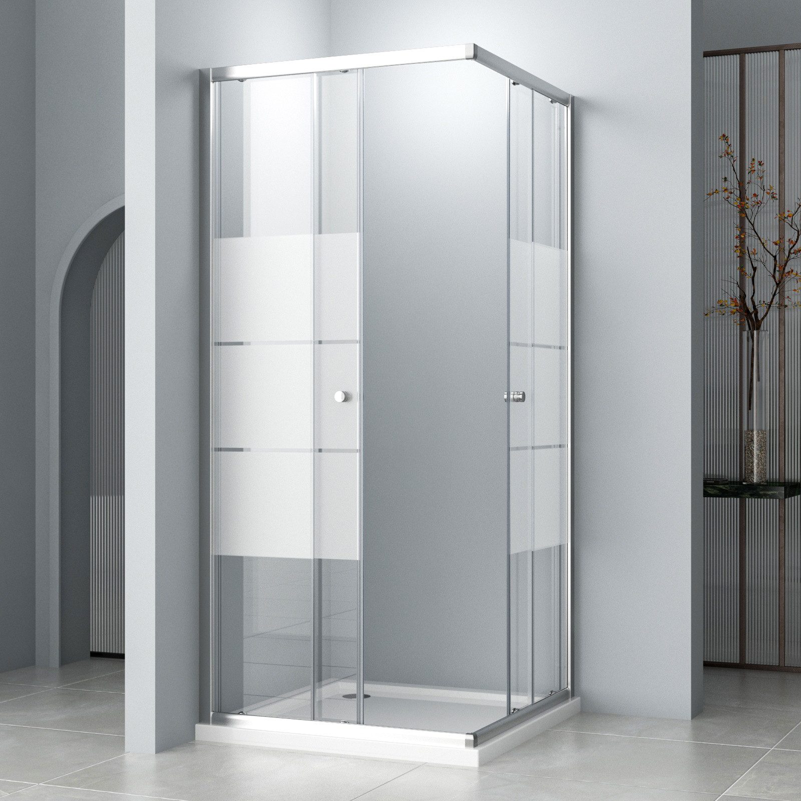 Hopibath Eckdusche milchglas Duschkabine 100x100 100x80 günstig online kaufen