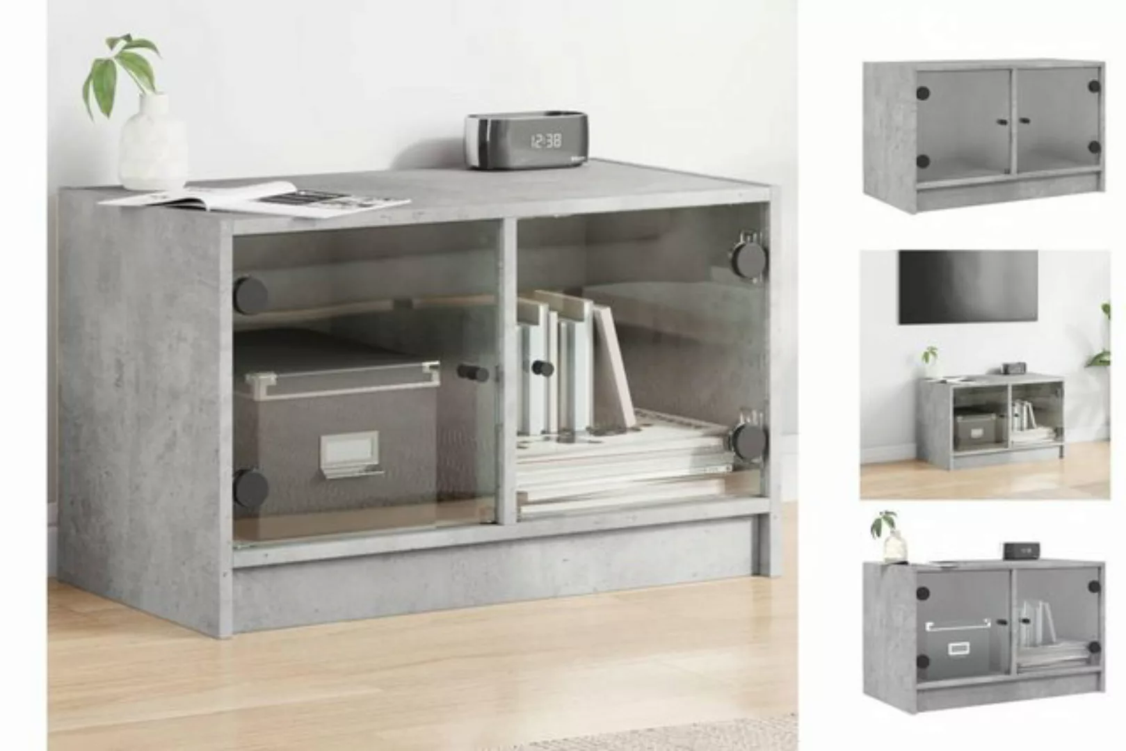 vidaXL TV-Schrank TV-Schrank mit Glastüren Räuchereiche 68x37x42 cm (1-St) günstig online kaufen