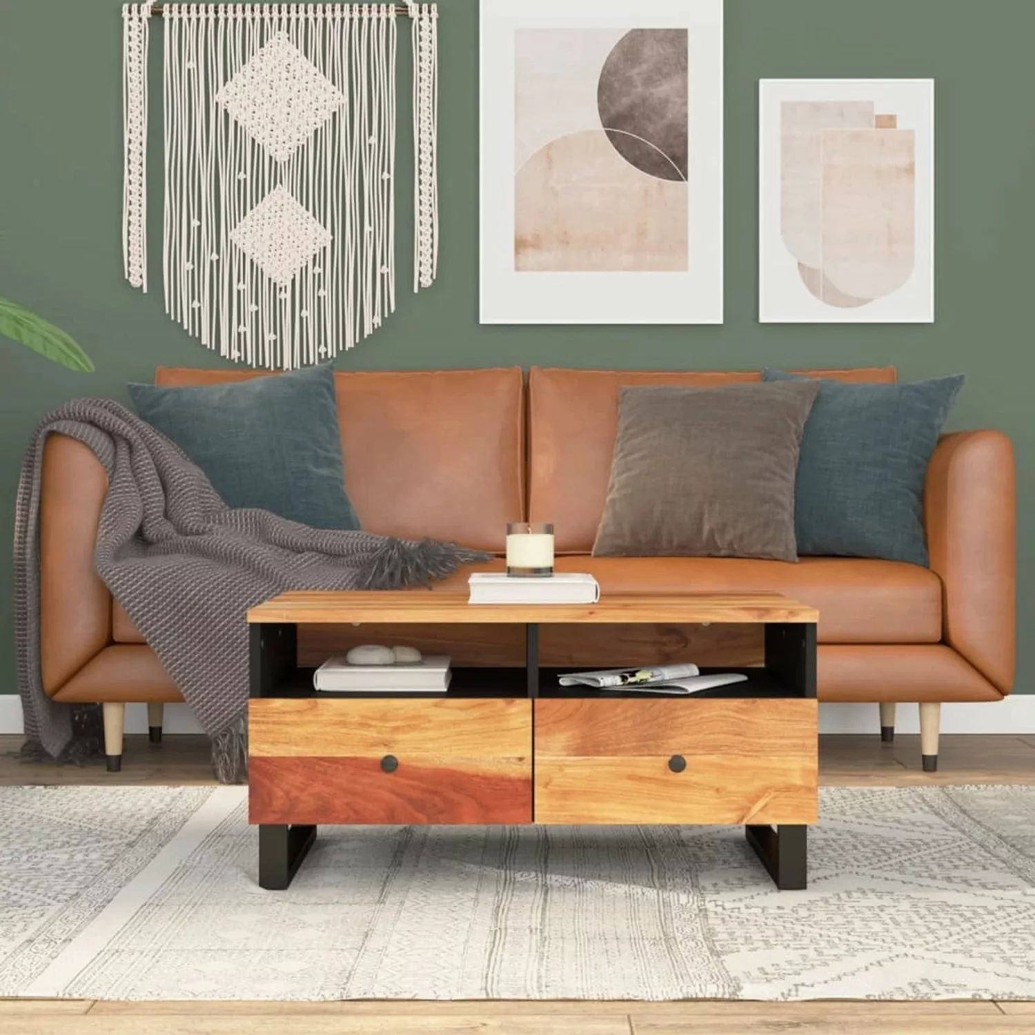 Vidaxl Couchtisch 80x54x40 Cm Massivholz Akazie & Holzwerkstoff günstig online kaufen