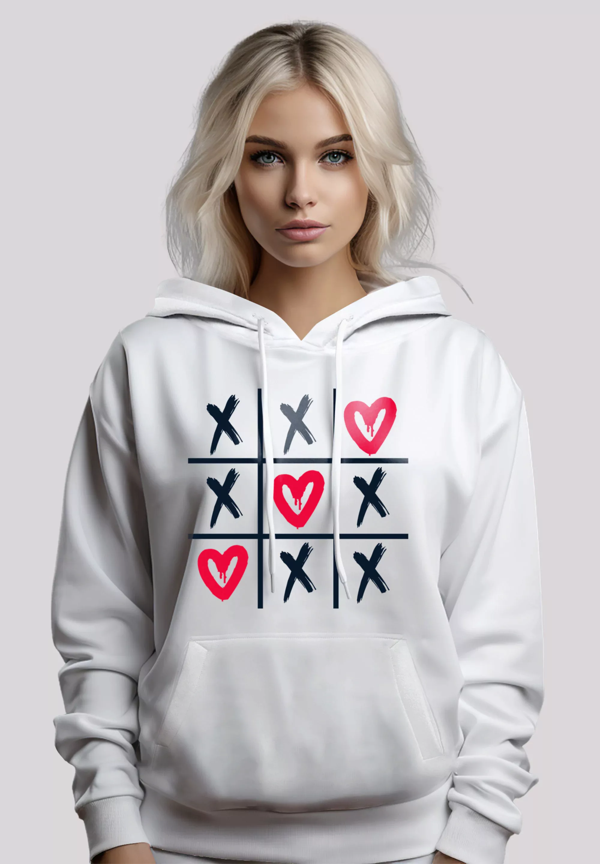 F4NT4STIC Kapuzenpullover "Valentinstag Herz Tic Tac Toe", Premium Qualität günstig online kaufen