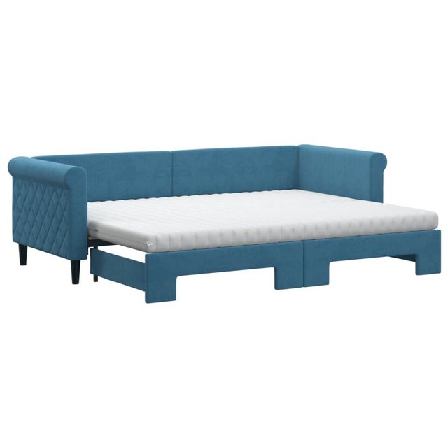 vidaXL Bett, Tagesbett Ausziehbar mit Matratzen Blau 80x200 cm Samt günstig online kaufen