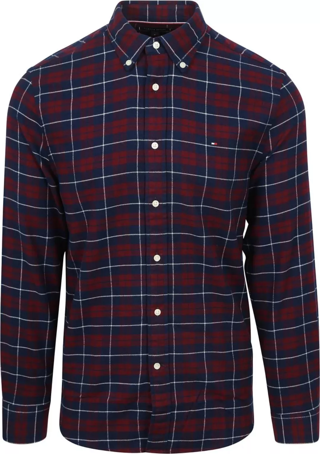 Tommy Hilfiger Flanel Hemd Karos Bordeaux - Größe XL günstig online kaufen