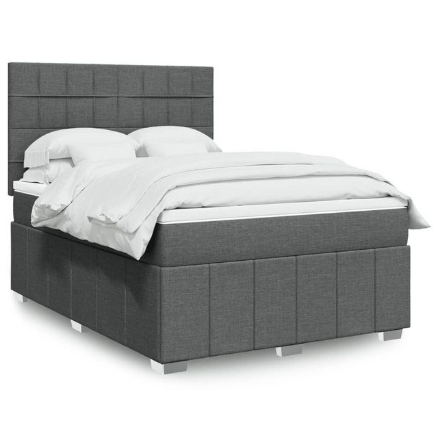 vidaXL Boxspringbett, Boxspringbett mit Matratze Dunkelgrau 140x190 cm Stof günstig online kaufen