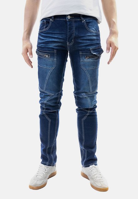 Jaylvis Regular-fit-Jeans Denim Style Jeans Hose mit Kontrastfalten und Zip günstig online kaufen