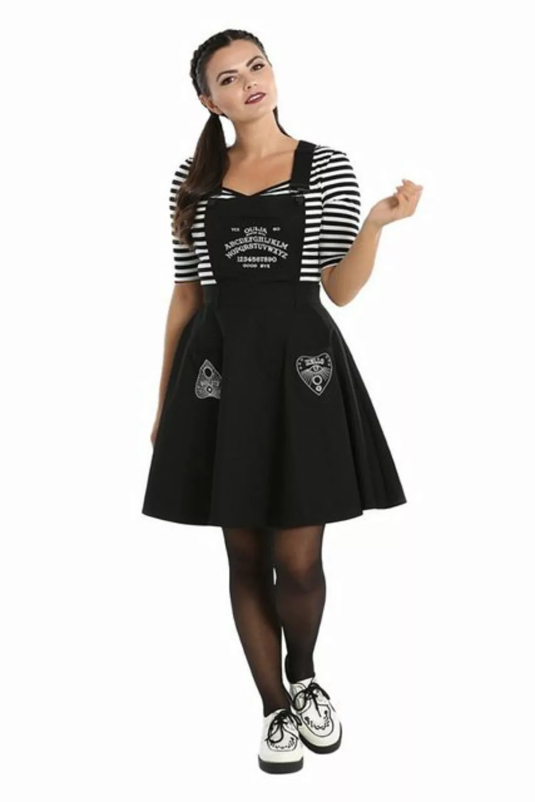 Hell Bunny A-Linien-Kleid Samara Pinafore Dress Gothic Schürzenkleid Latzro günstig online kaufen