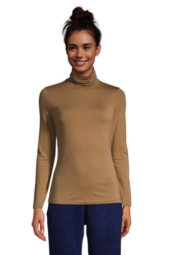 Rollkragenshirt aus Baumwoll/Modalmix, Damen, Größe: M Normal, Beige, by La günstig online kaufen