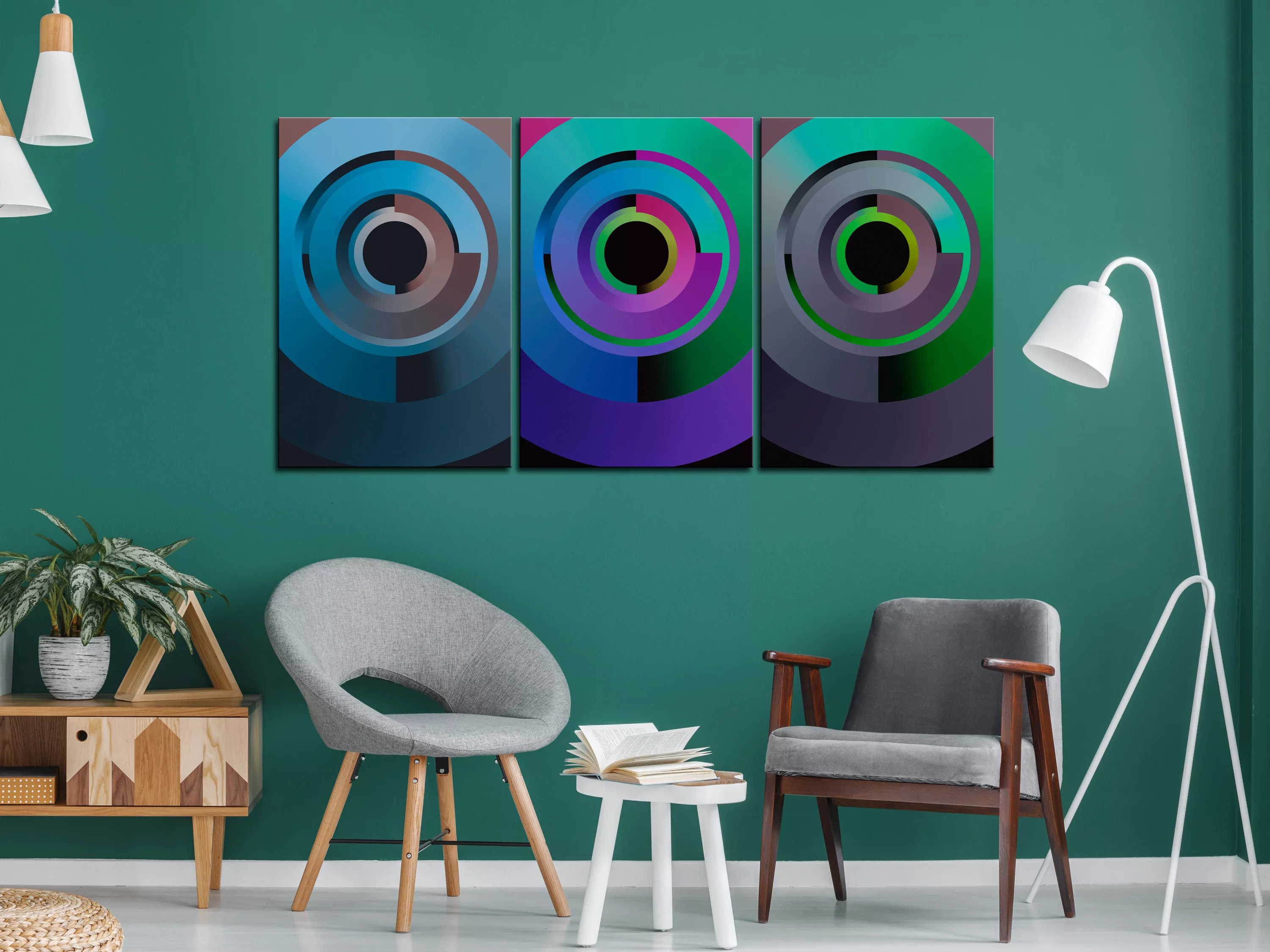 Wandbild - Gradient Circles (3 Parts) günstig online kaufen