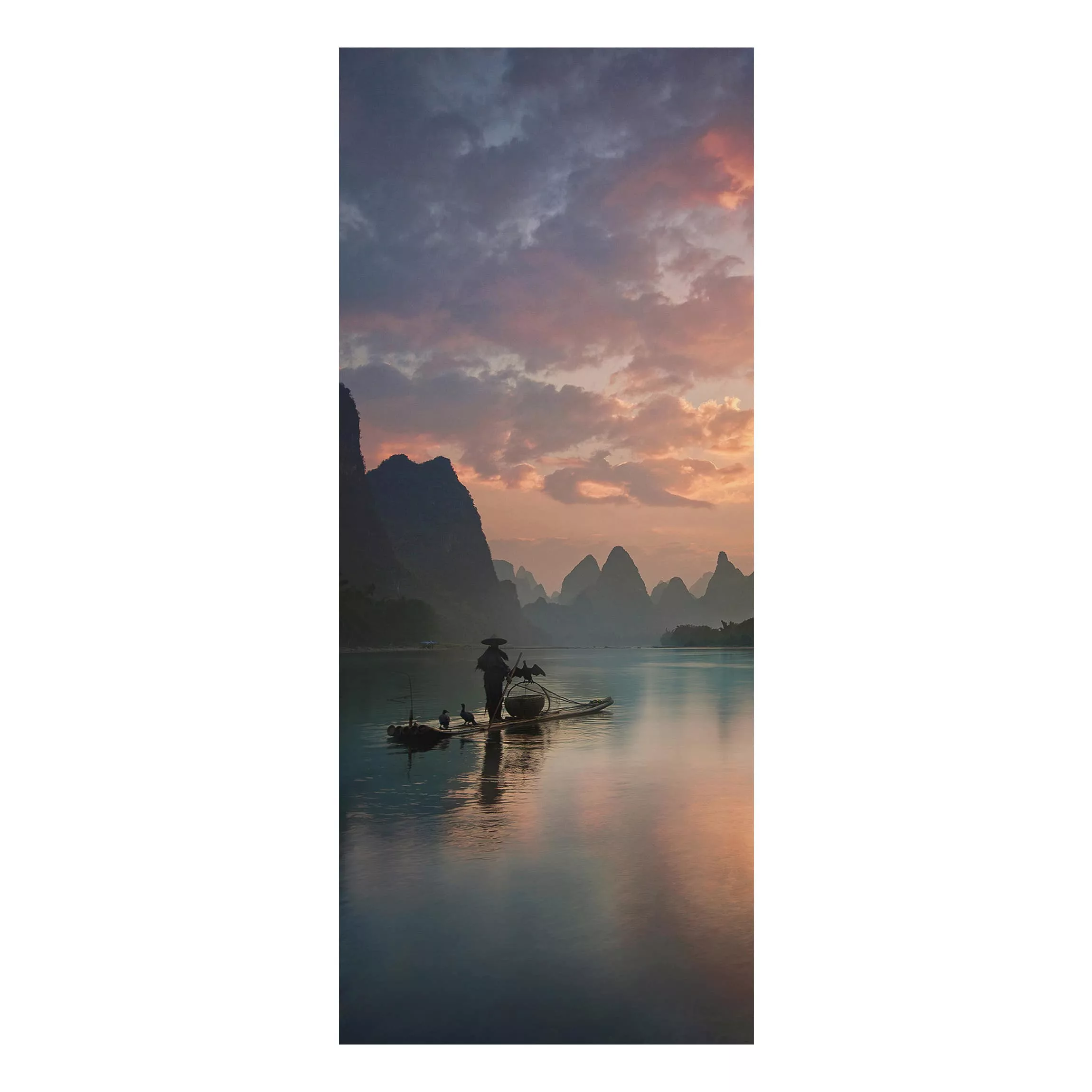 Alu-Dibond Bild Sonnenaufgang über chinesischem Fluss günstig online kaufen