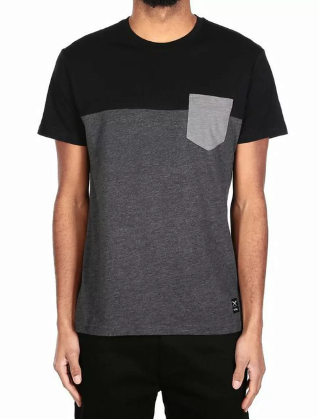 iriedaily T-Shirt - Basic T-Shirt - Graues Kurzarm Shirt - Block Pocket Tee günstig online kaufen