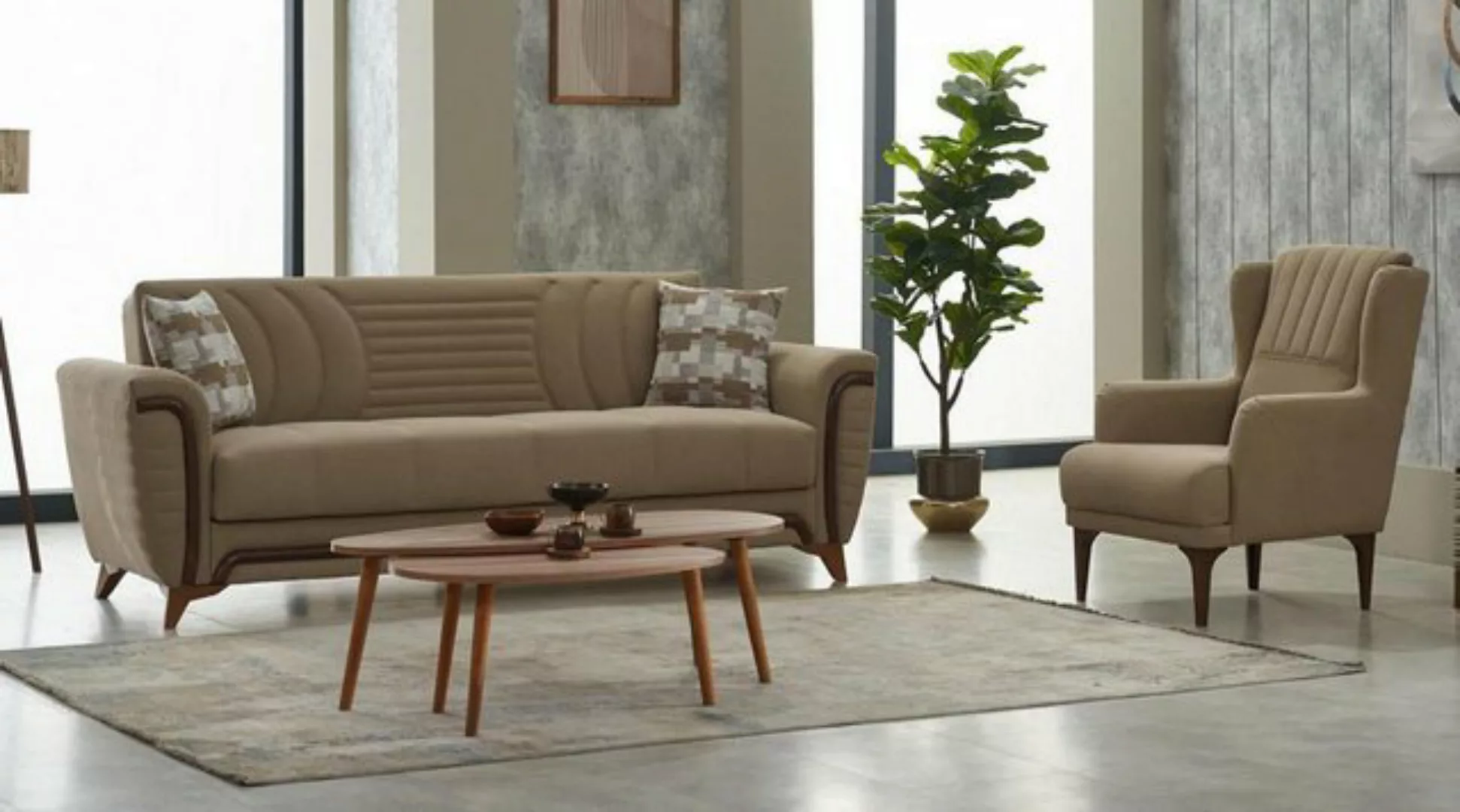 JVmoebel Sofa Komplette Dreisitzer Sessel 3 Sitzer Stoffsofa Polstersofa Be günstig online kaufen