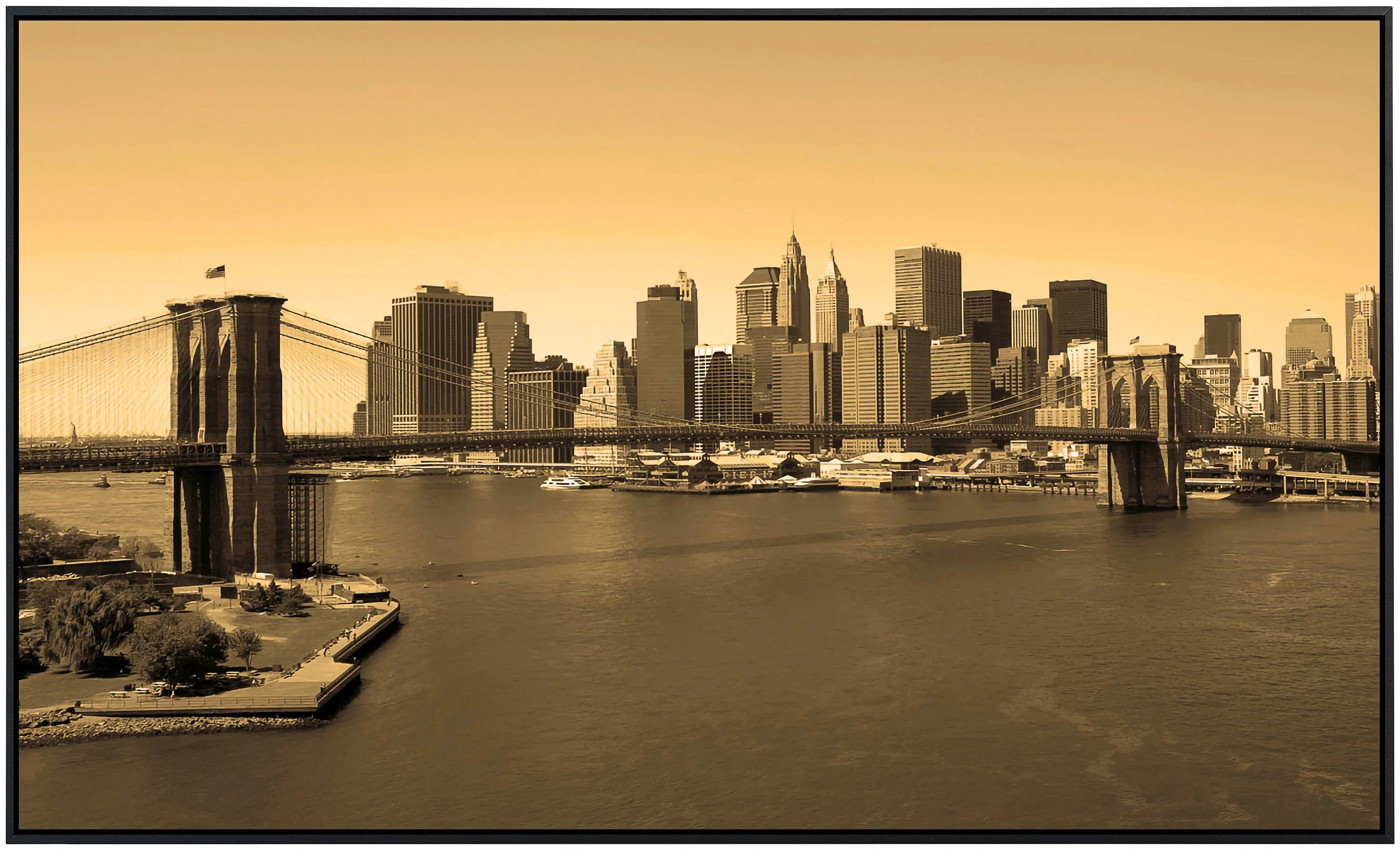 Papermoon Infrarotheizung »Brooklyn Brücke in Sepia« günstig online kaufen