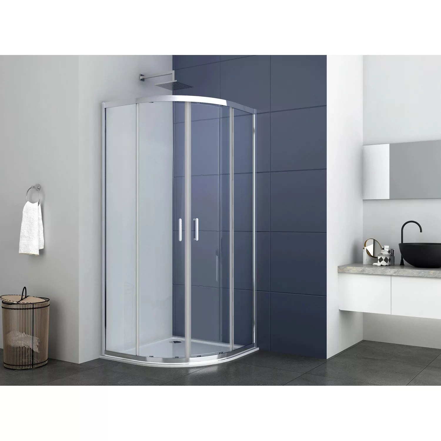 Sanotechnik Runddusche Elite Chrom 80 cm x 80 cm x 195 cm Radius 55 cm günstig online kaufen