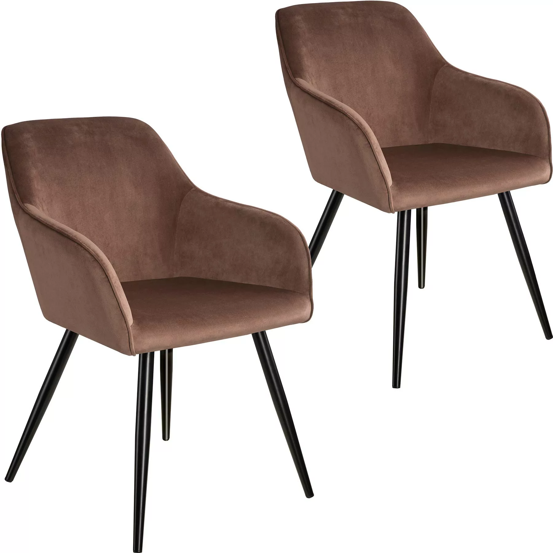 2er Set Stuhl Marilyn Samtoptik, schwarze Stuhlbeine - braun/schwarz günstig online kaufen