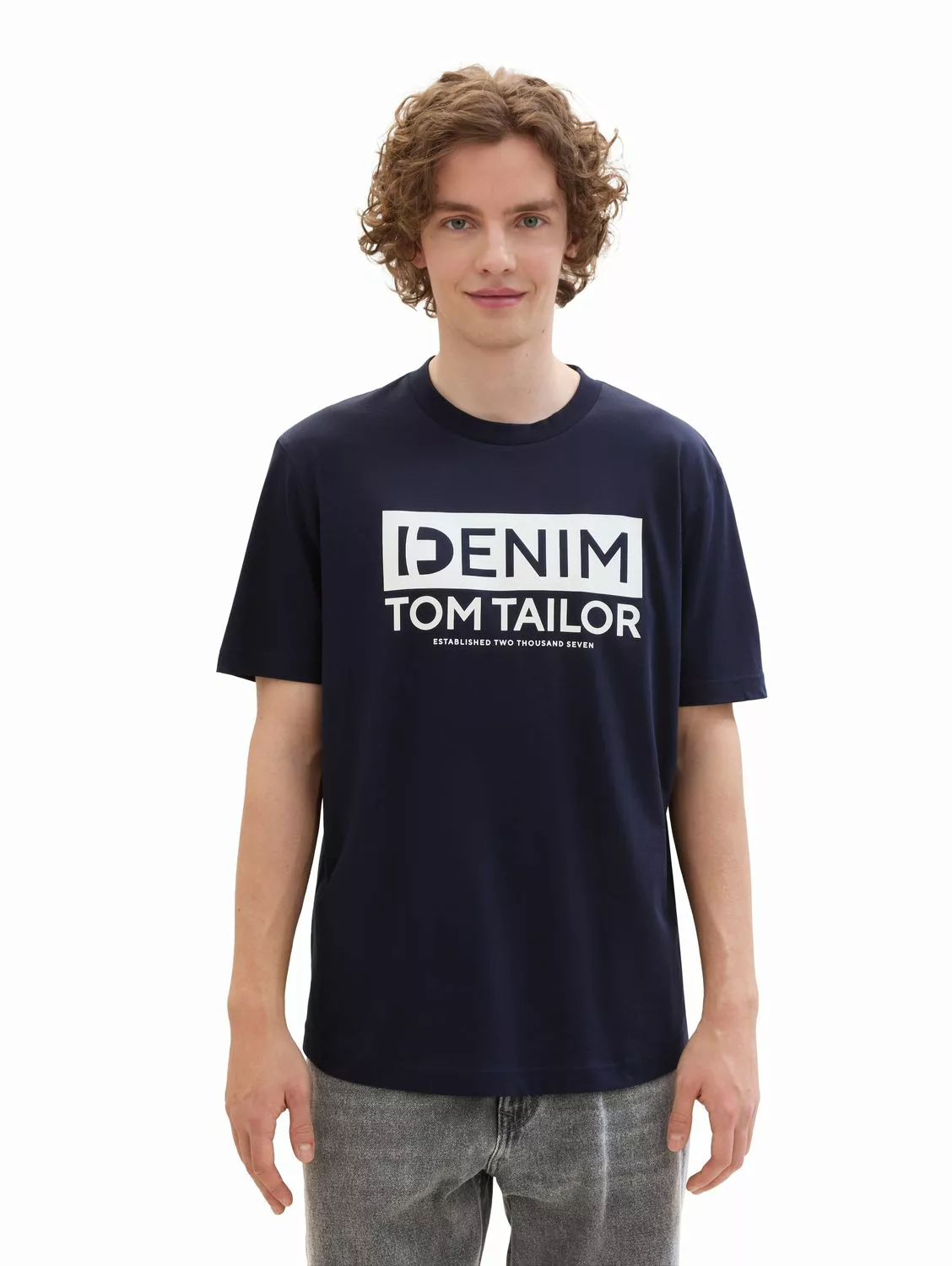 Tom Tailor Denim Herren T-Shirt ROUNDED HEM - Regular Fit günstig online kaufen