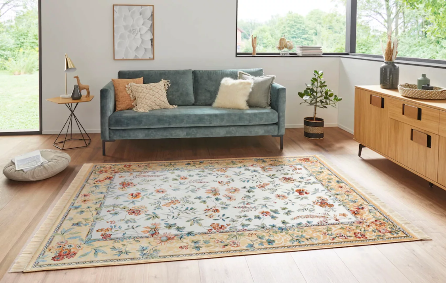 NOURISTAN Teppich »Orient Flowers«, rechteckig, Orientalisch mit Fransen, O günstig online kaufen