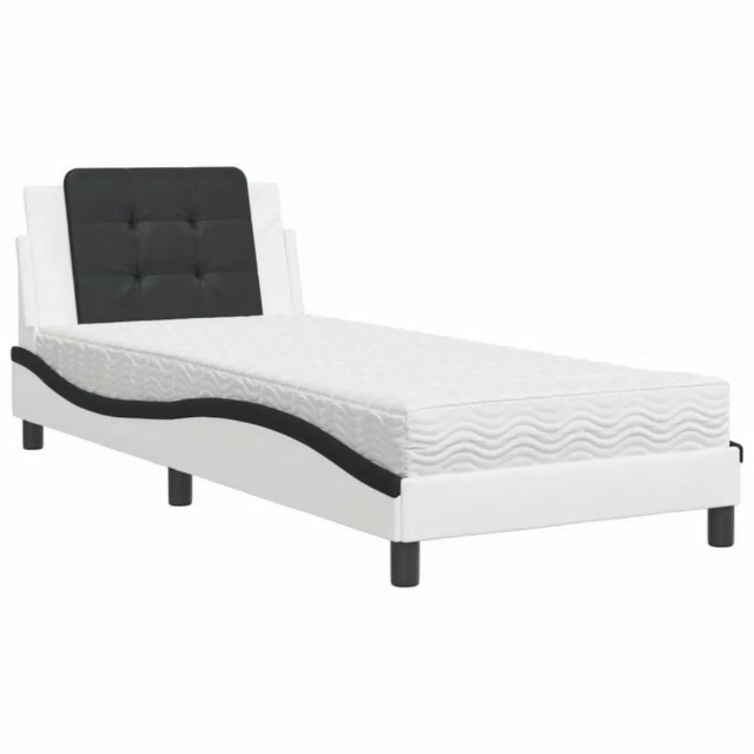 vidaXL Bett Bett mit Matratze Weiß und Schwarz 80x200 cm Kunstleder günstig online kaufen