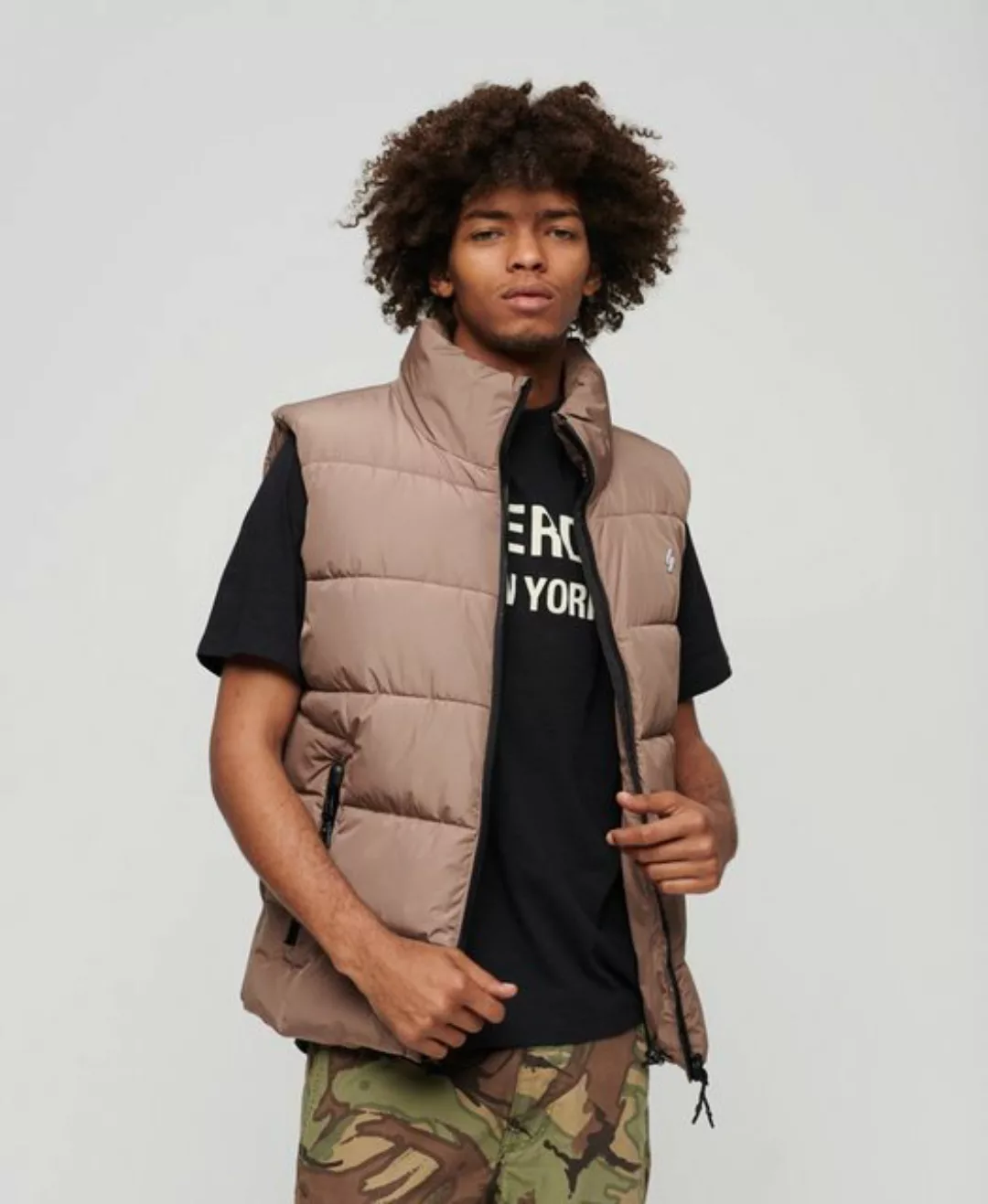 Superdry Steppweste SPORTS PUFFER GILET Fossil Brown günstig online kaufen