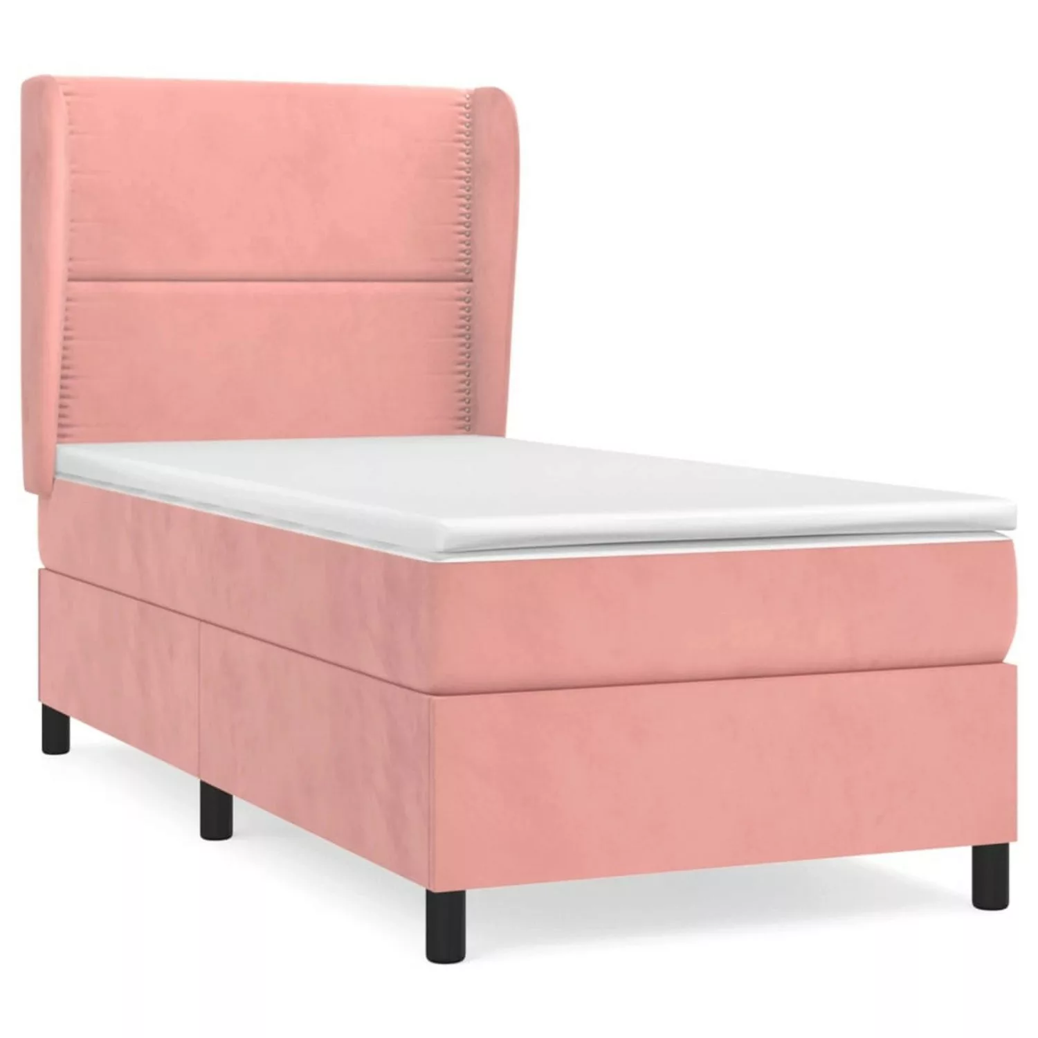 vidaXL Boxspringbett Boxspringbett mit Matratze Rosa 90x200 cm Samt Bett Be günstig online kaufen