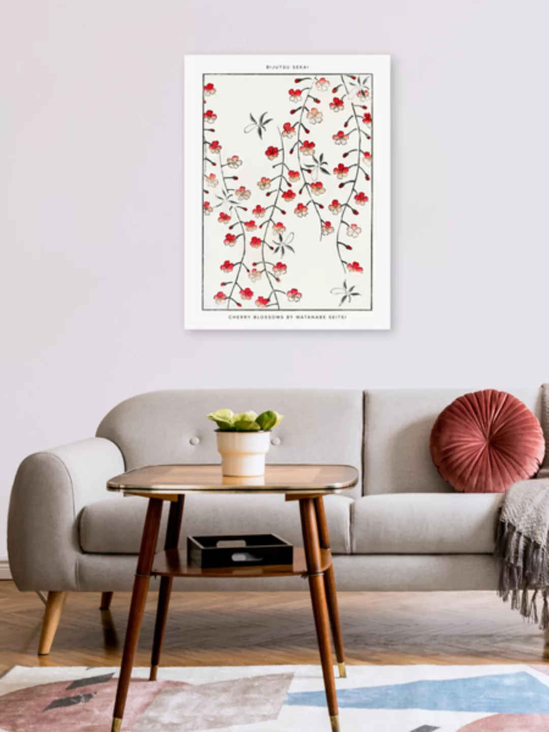 Poster / Leinwandbild - Watanabe Se: Kirschblütenillustration günstig online kaufen
