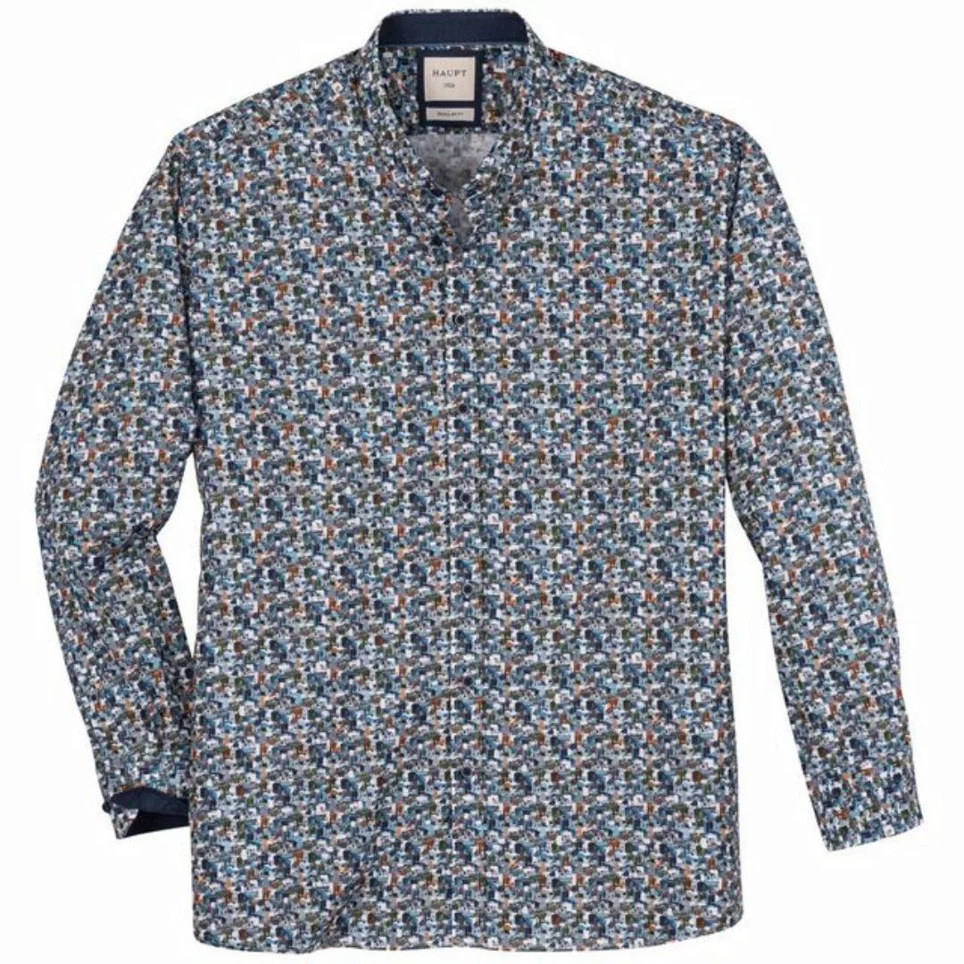Haupt Langarmhemd Große Größen Langarmhemd blau-braun-grün gemustert Haupt günstig online kaufen