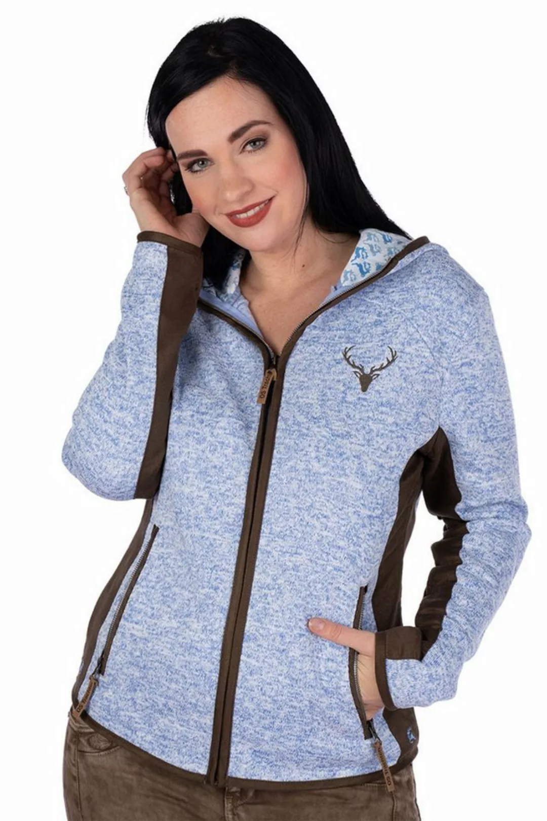 orbis Outdoorbluse Strickfleecejacke Damen - SALVINA - dunkelrot, eisblau günstig online kaufen