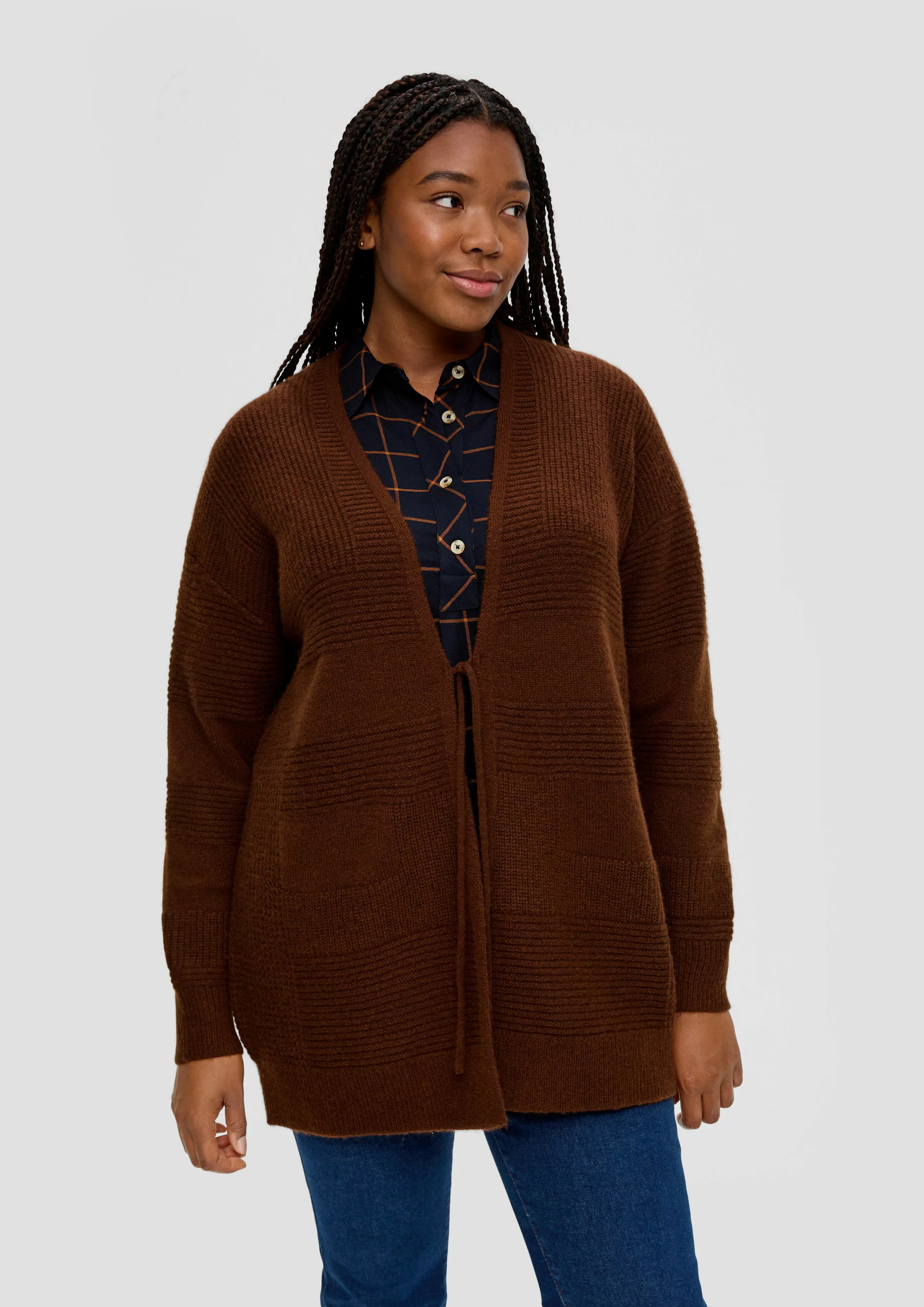 TRIANGLE Poncho Strickjacke mit Bindeband günstig online kaufen