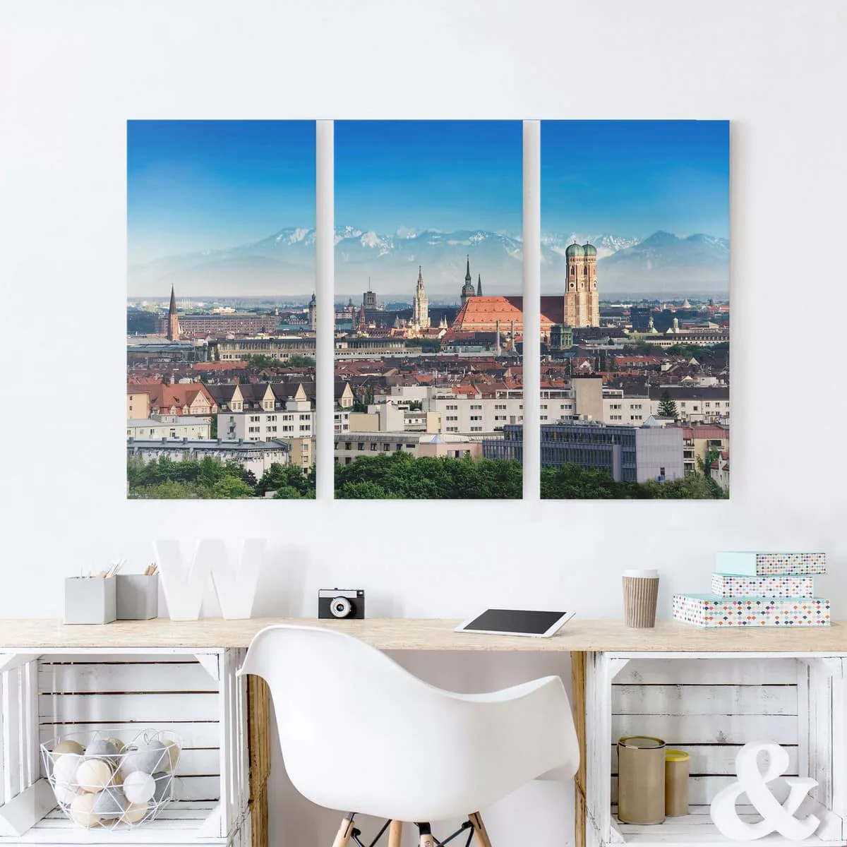 3-teiliges Leinwandbild Architektur & Skyline - Querformat München günstig online kaufen