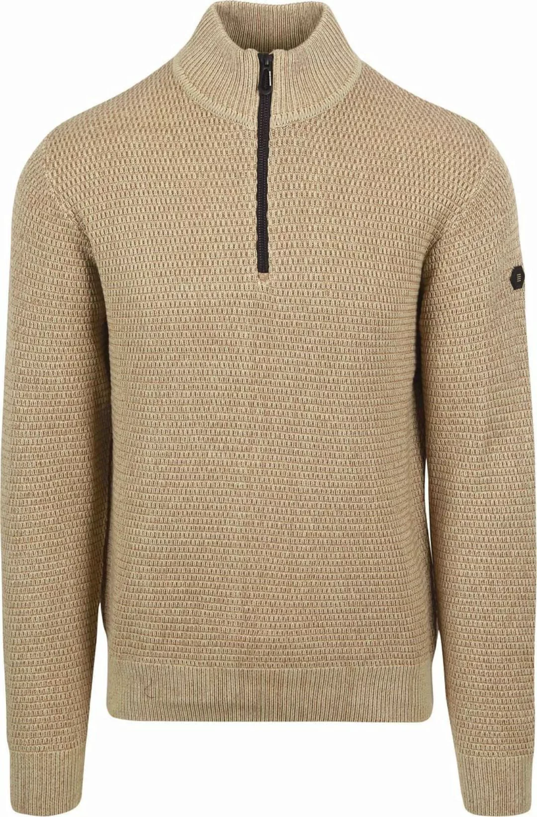 No Excess Halfzip Pullover Struktur Melange Beige - Größe M günstig online kaufen