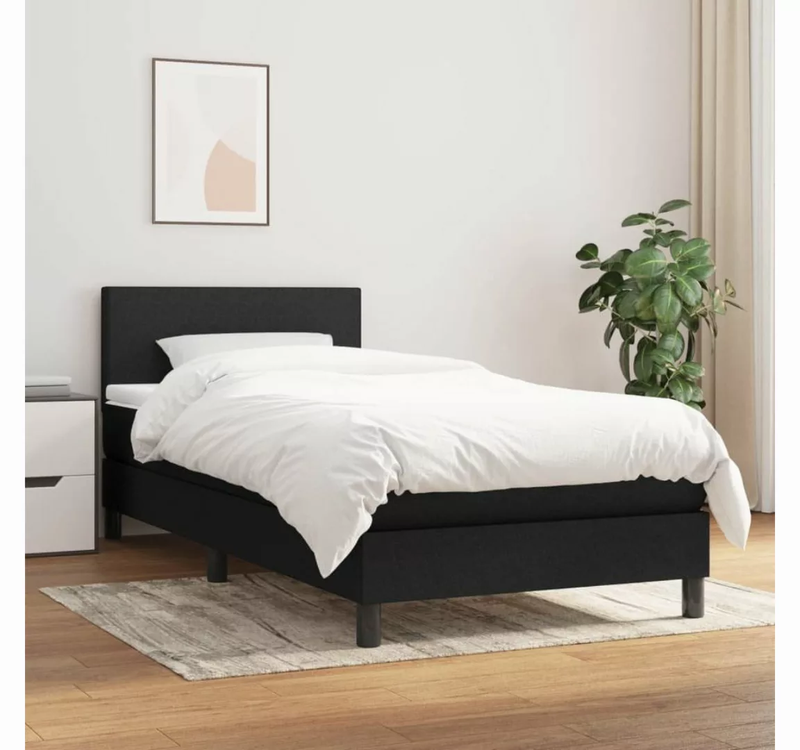 vidaXL Bettgestell Boxspringbett mit Matratze Schwarz 80x200 cm Stoff Bett günstig online kaufen