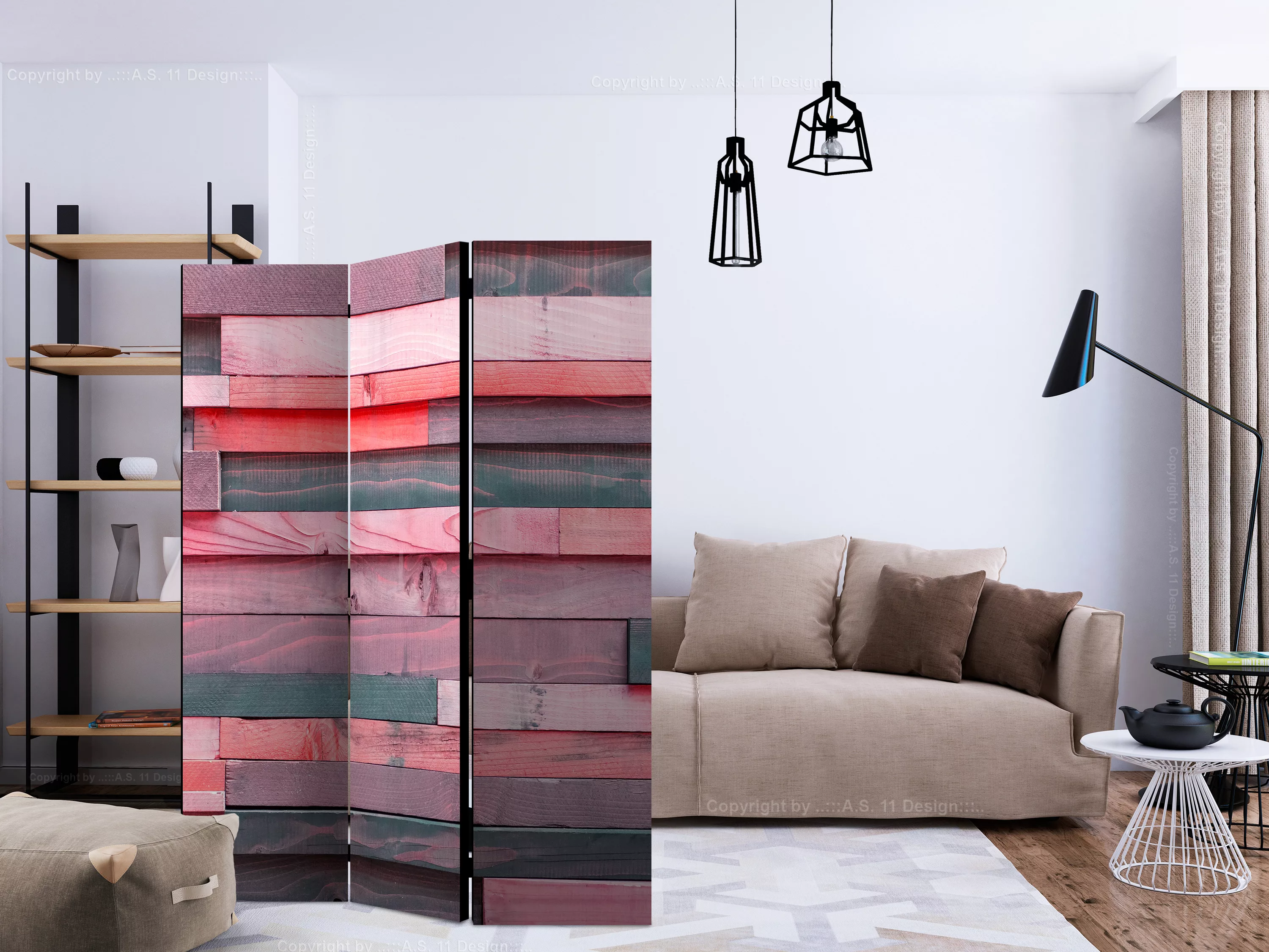 3-teiliges Paravent - Pink Manor [room Dividers] günstig online kaufen