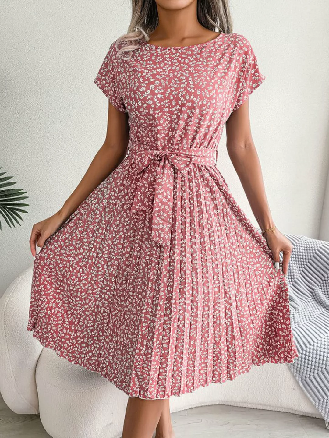 BlauWave Druckkleid Sommerkleid mit bedrucktem Rundhalsausschnitt (1-tlg., günstig online kaufen