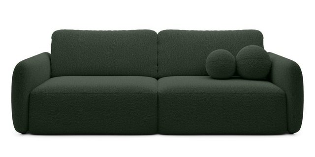 Goldstoff Schlafsofa Boo mit Bouclé-Stoff, Dekorative runde Kissen, auszieh günstig online kaufen