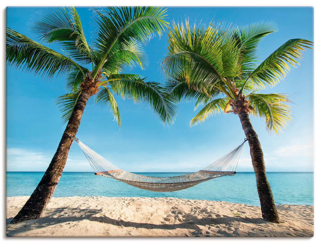 Artland Wandbild »Palmenstrand Karibik mit Hängematte«, Amerika, (1 St.), a günstig online kaufen
