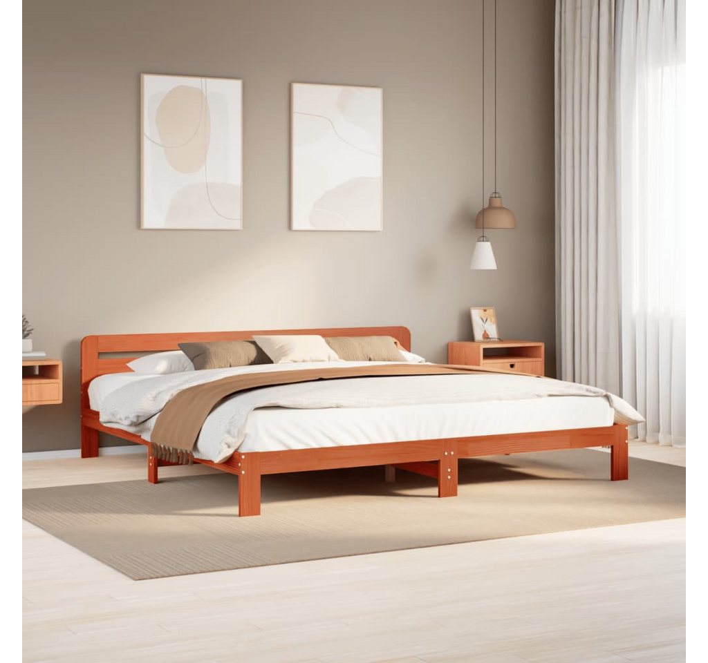 vidaXL Bett, Massivholzbett ohne Matratze Wachsbraun 200x200 Kiefernholz günstig online kaufen