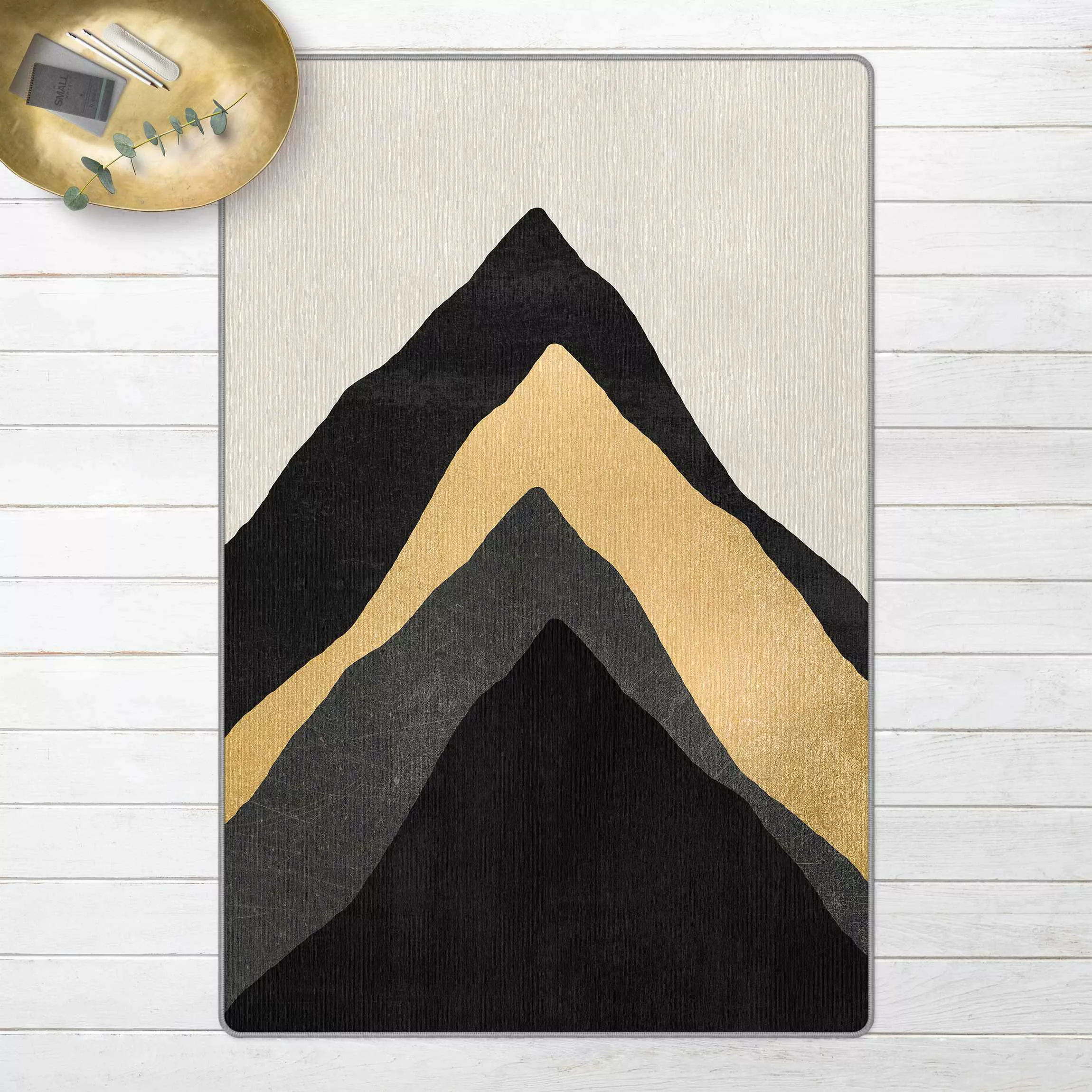 Teppich Goldener Berg Schwarz Weiß günstig online kaufen