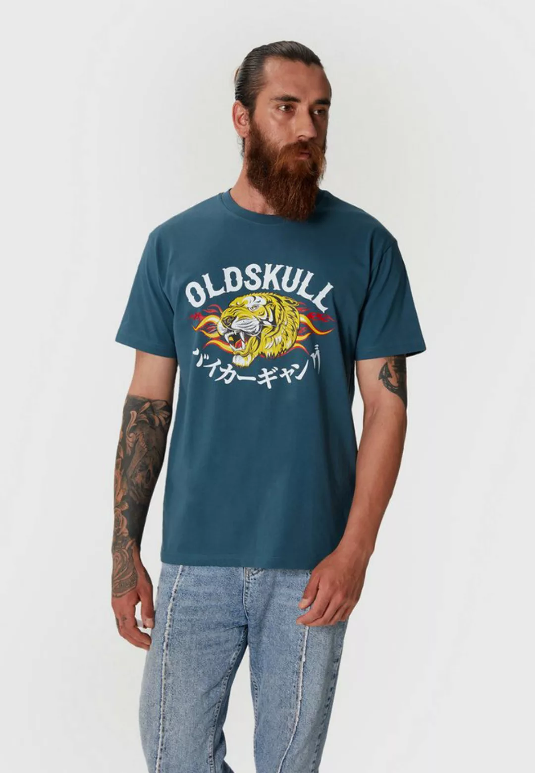 Oldskull T-Shirt Wrldvibe Beast & Flames Logo Graphic günstig online kaufen