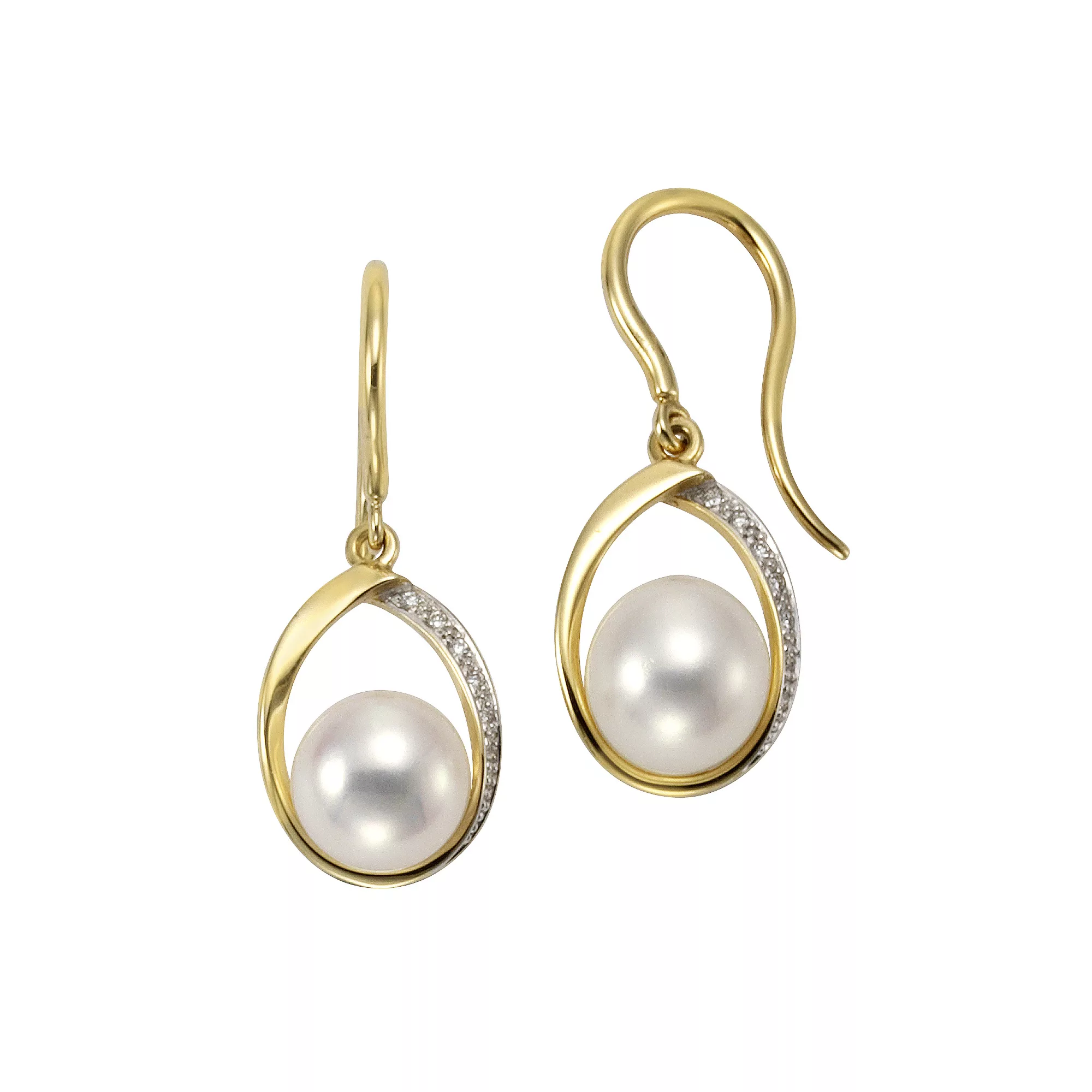 Orolino Paar Ohrhaken "585 Gold Perlen weiß 7,5-8mm + 14x Brillant 0,04ct." günstig online kaufen