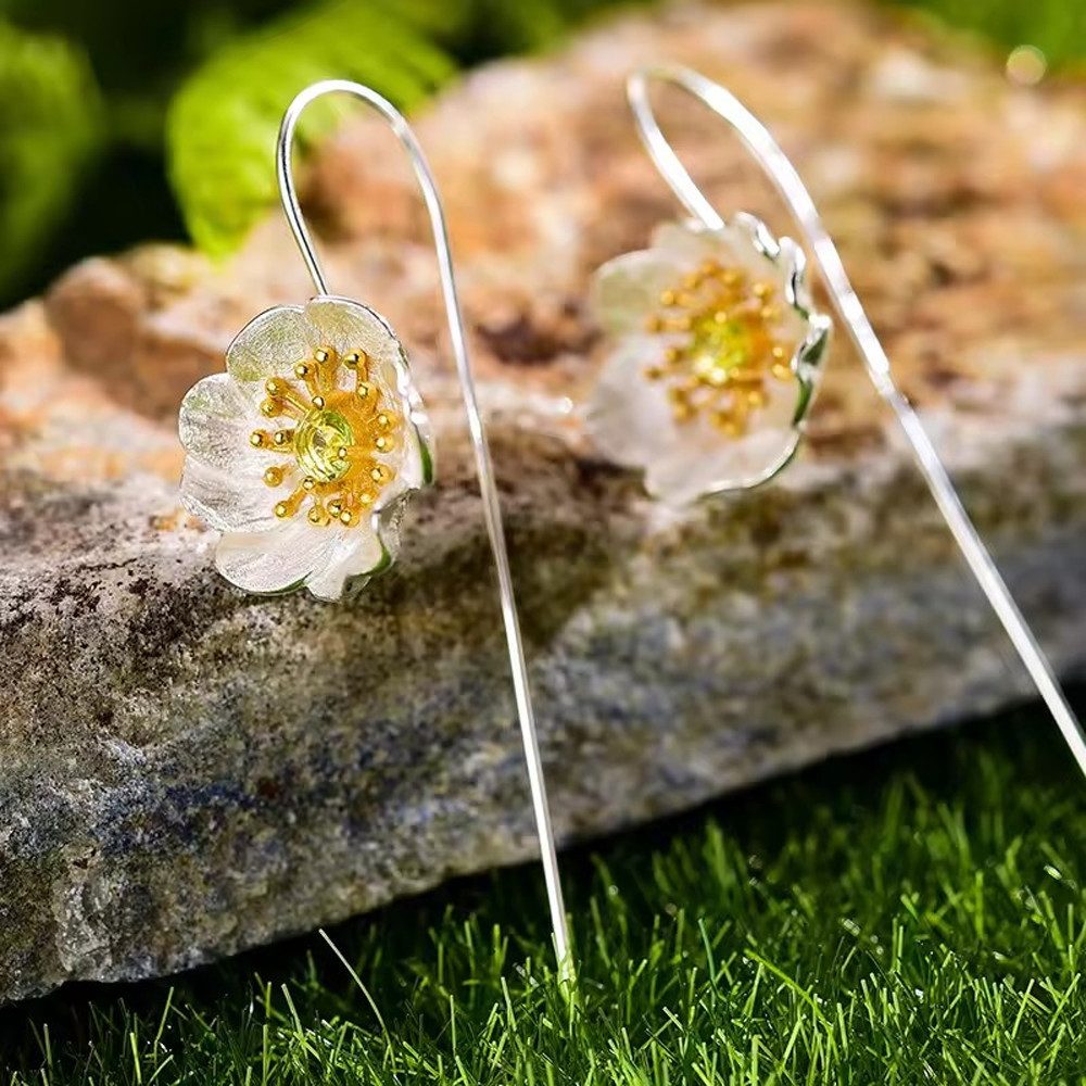 Runde Perlé Paar Ohrhänger blühende Anemone günstig online kaufen