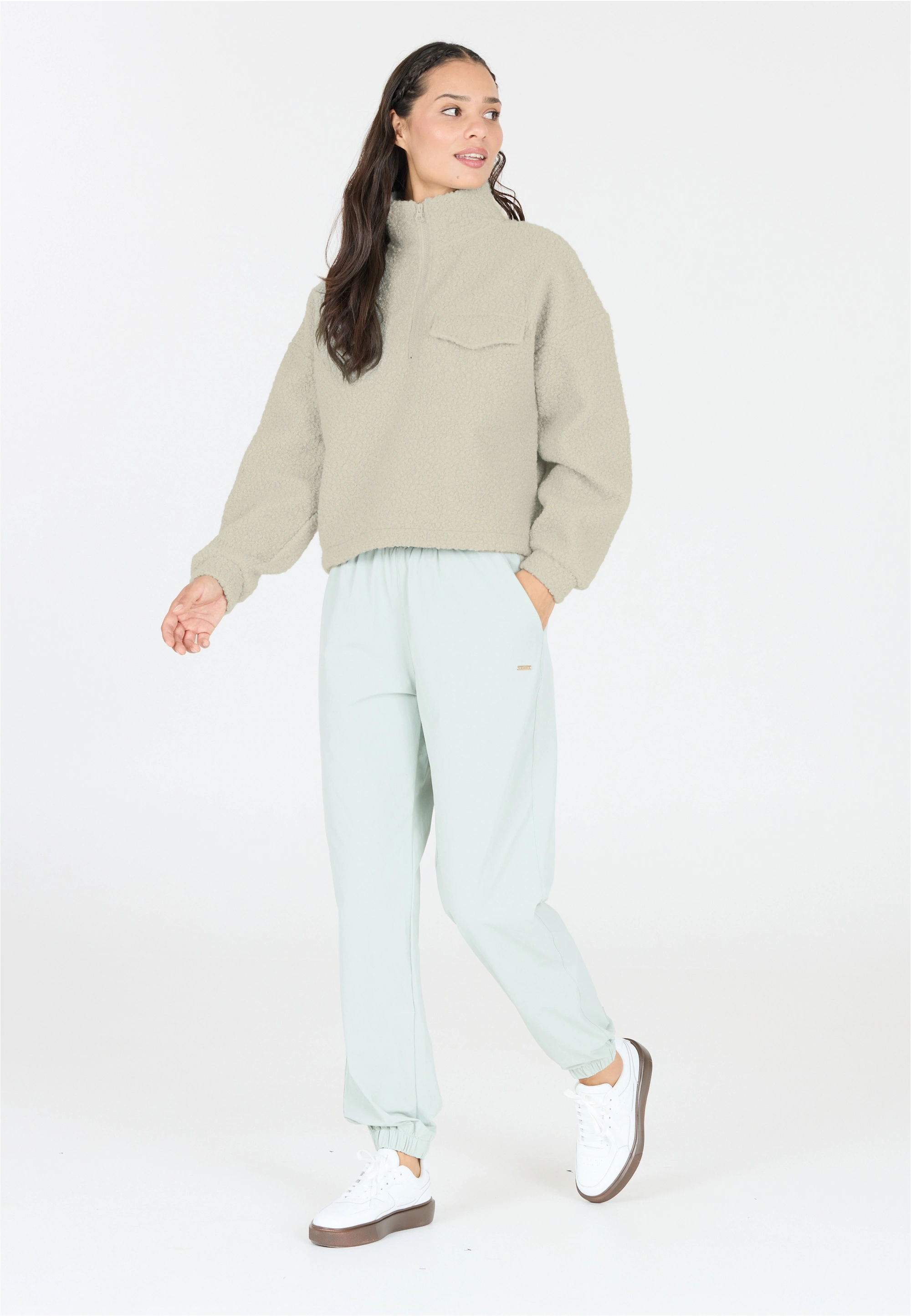 ATHLECIA Strickpullover "Florrie", mit Teddy-Fleece und halbem Reißverschlu günstig online kaufen