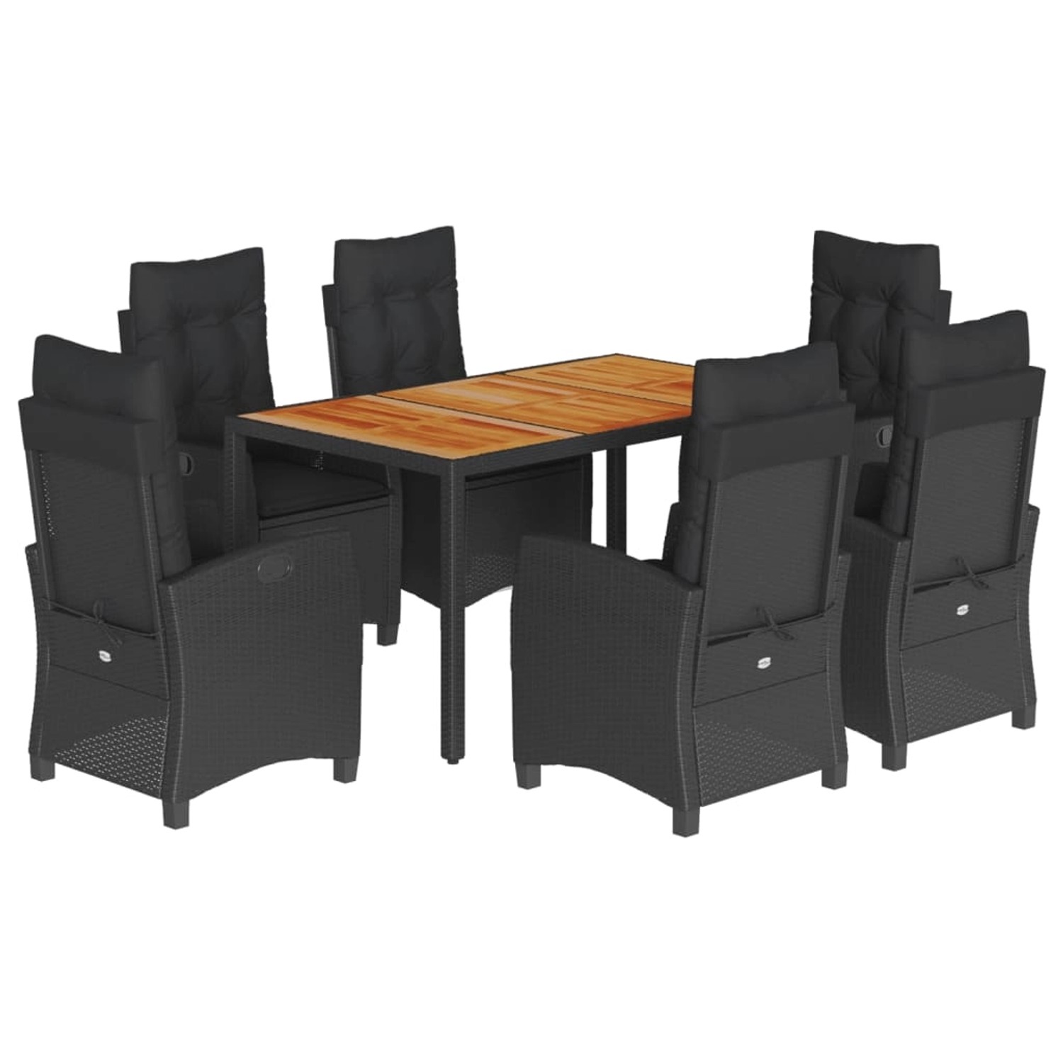 vidaXL 7-Tlg Garten-Essgruppe mit Kissen Schwarz Poly Rattan 3212666 günstig online kaufen